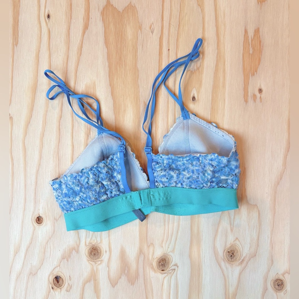 aerie floral lace bralette - XS - sky blue bra like new - Picture 3 of 4